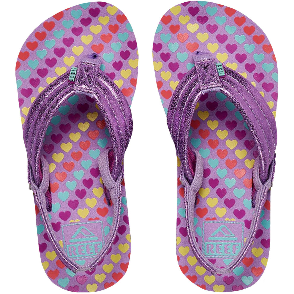 (2KTO3K UK, Lavender) Reef Kids Girls Little AHI Summer Beach Sandals Thongs Flip Flops - Lavender