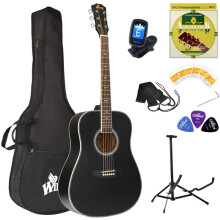 Winzz Acoustic Guitars Full Size, 4/4 Folk Guitar for Beginners Adults, Acoustic Steel-string Guitar Black (41 Inches)