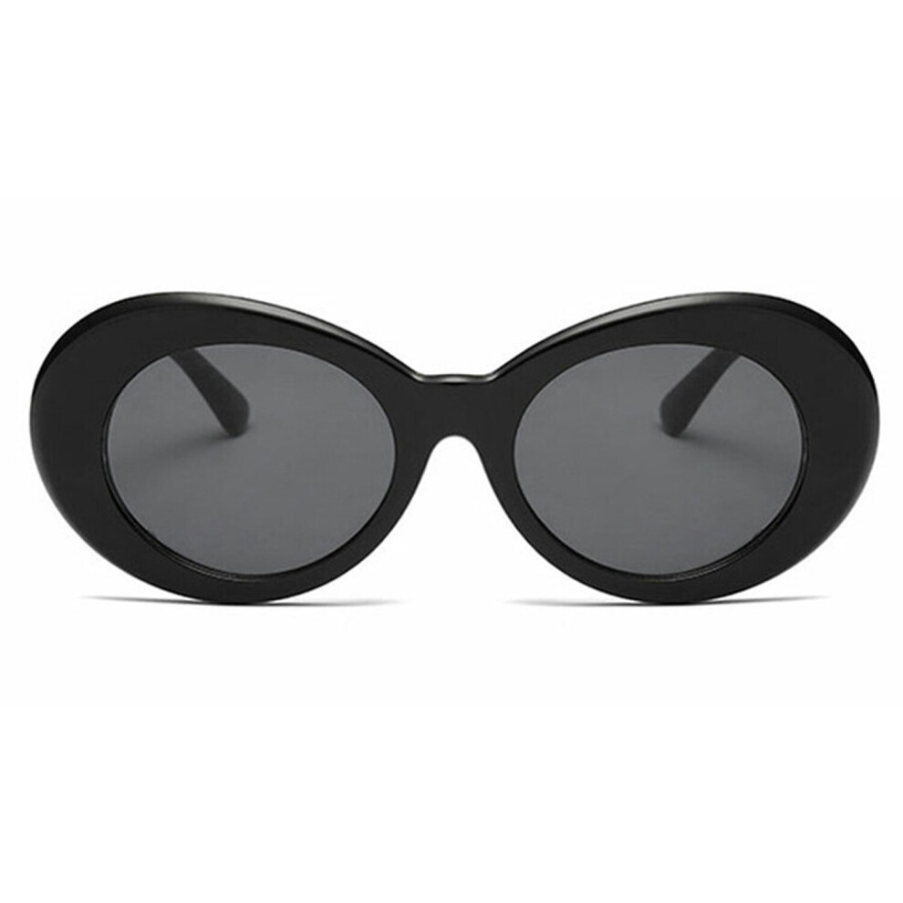 (Black) Retro Round Frame Sunglasses