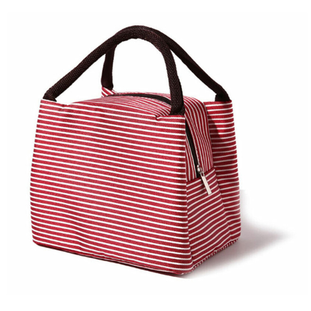 (Red) Thermal Striped Lunch Bag