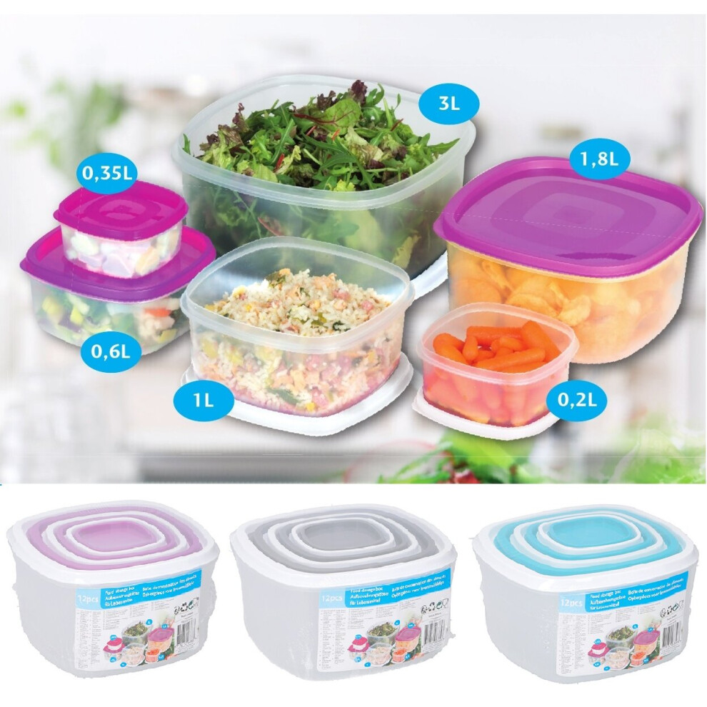 12Pcs Food Storage Containers Lids Box Durable Plastic Bowl Kitchen Microwave UK