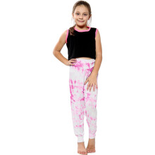 (5-6 Years, Pink) Girls Ali Baba Harem Trouser Tie Dye Pink Print