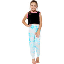 (5-6 Years, Blue) Girls Ali Baba Harem Trouser Tie Dye Blue Print