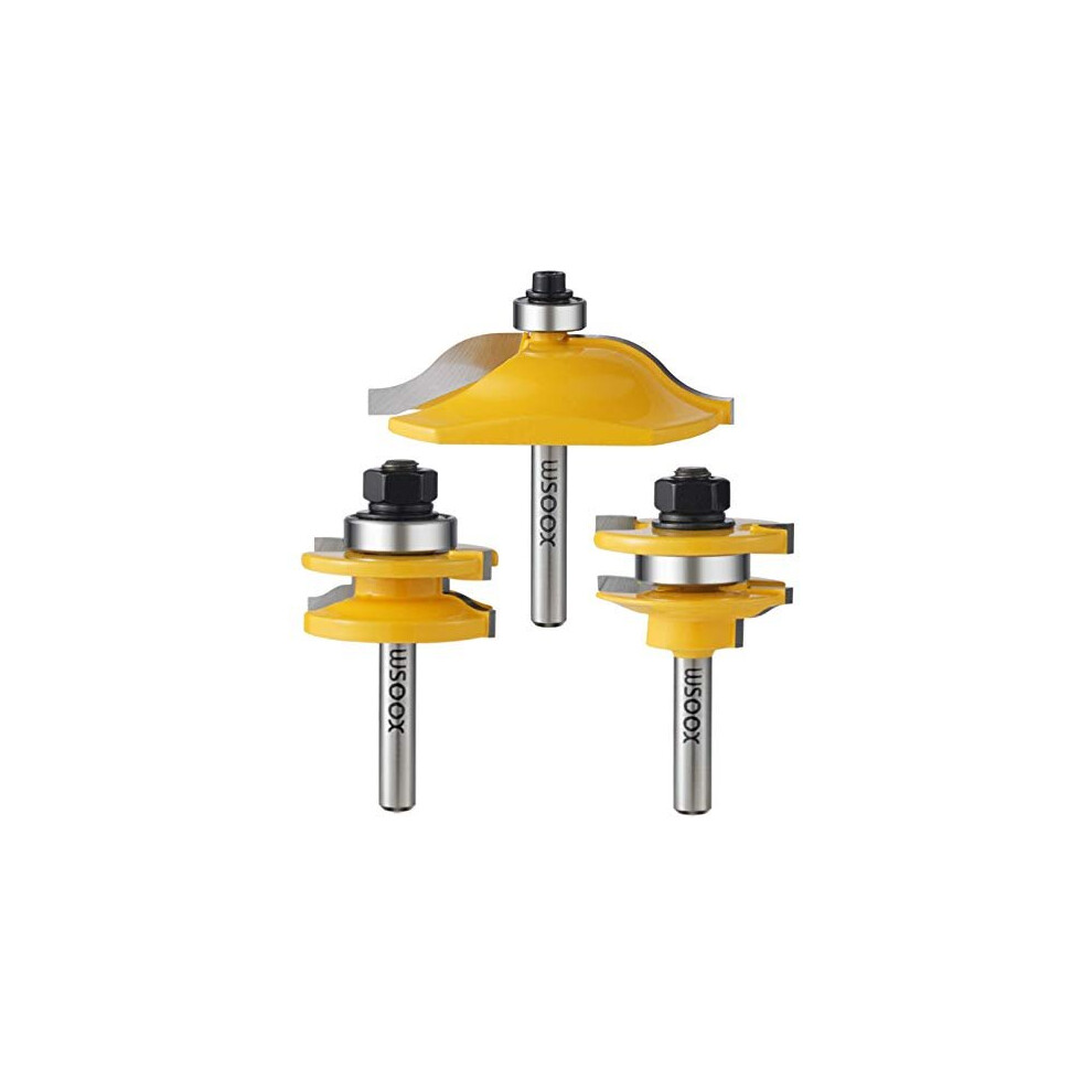 Wsoox 3 Pcs Router Bit Set, Raised Panel Cabinet Door Making Router Bit Set, Ogee Rail And Stile Router Bit Set, Professional Carbide Milling Cut 7082152001046
