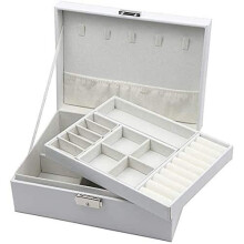 Homeanda Jewellery boxes 2 layer jewellery box Leather jewellery boxes for Women Girls Teens Jewelry organizer box Jewelry Storage box with lock