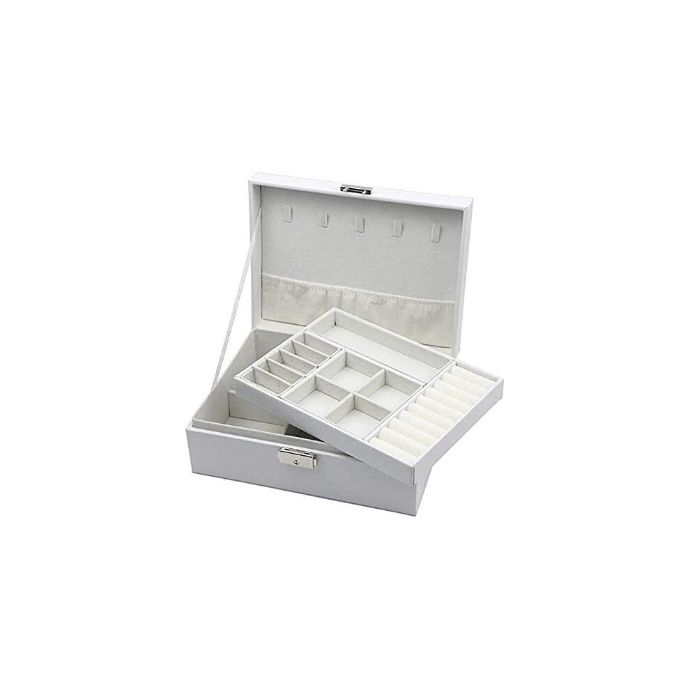 Homeanda Jewellery boxes 2 layer jewellery box Leather jewellery boxes for Women Girls Teens Jewelry organizer box Jewelry Storage box with lock