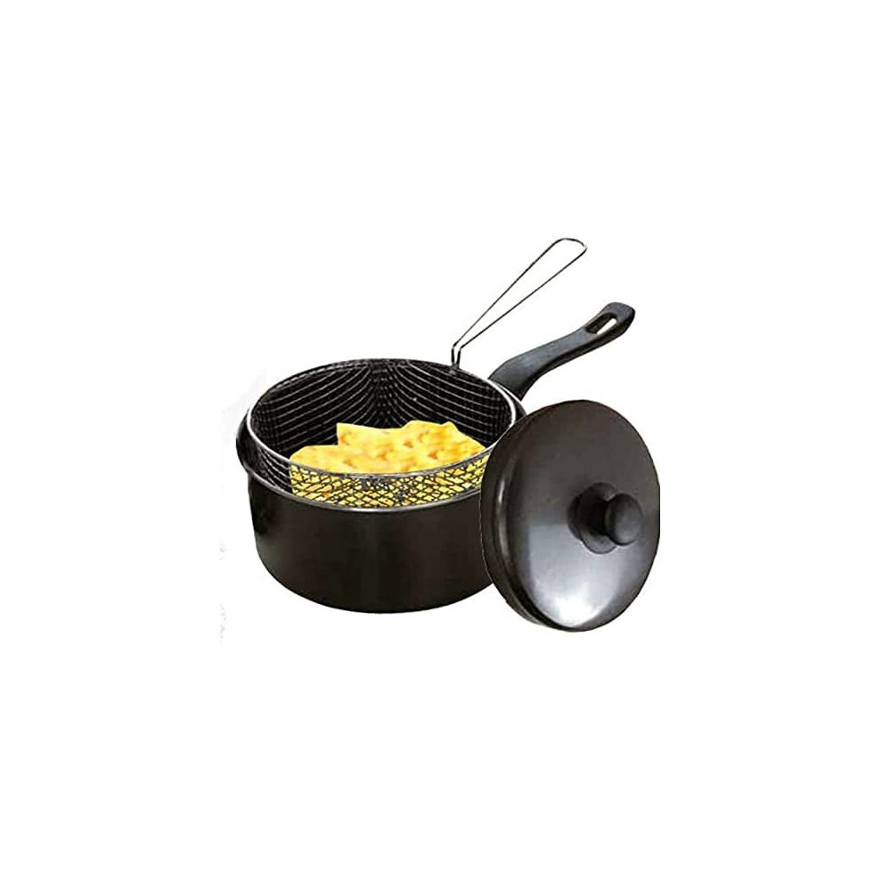 VTL 9" Frying Pan Chip Carbon Pan Fryer Plastic Handle Basket Cookware 22CM