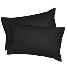 100% Pure Egyptian Cotton Housewife Pillow Cases (x2) by Euphoric Bedding (Black)