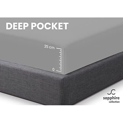 Sapphire Collection 200 Thread Count 100% Egyptian Cotton Fitted Sheet (Double, Grey) 1