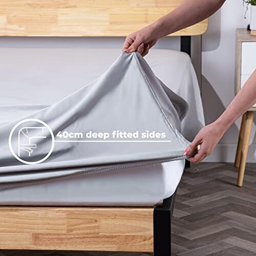 Ackly Bamboo Bedding Double Fitted Sheet - 40cm Deep 400 Thread Count Fitted Bed Sheets Double - Soft and Cool Double Bed Sheet - Hypoallergenic 1