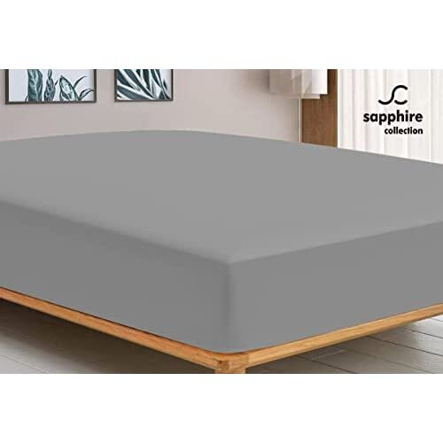 Sapphire Collection 200 Thread Count 100% Egyptian Cotton Fitted Sheet (Double, Grey) 2