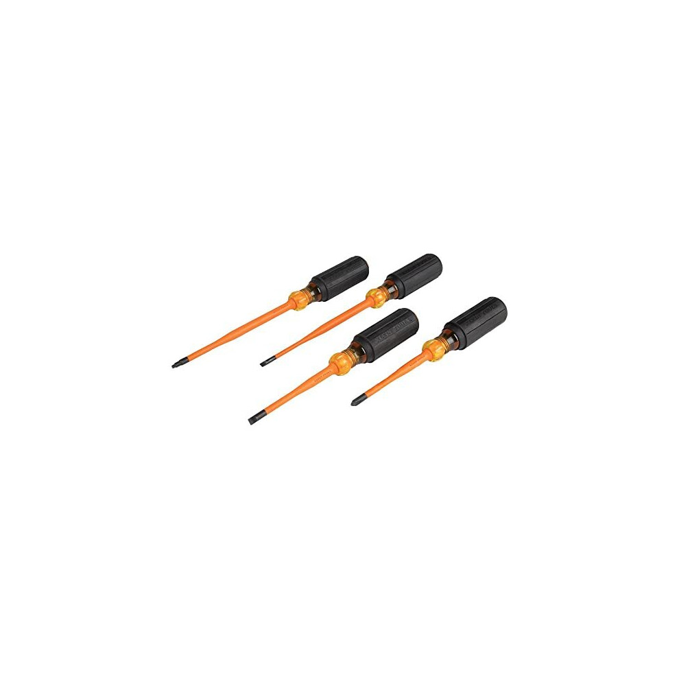 1000V Slim Tip Insulated Screwdriver Set, Phillips, Cabinet, Square Slim-Tip, Cushion Grip Handle, 4-Piece Klein Tools 33734INS