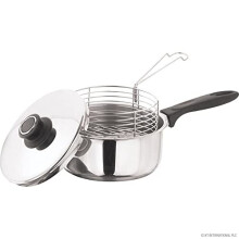 20 CM DEEP FAT FRYER SET PRIMA 3PC INDUCTION CHIP PAN STAINLESS STEEL POT+ LID & BASKET HOME KITCHEN PROFESSIONAL FOOD COOKING UK FREE P&P