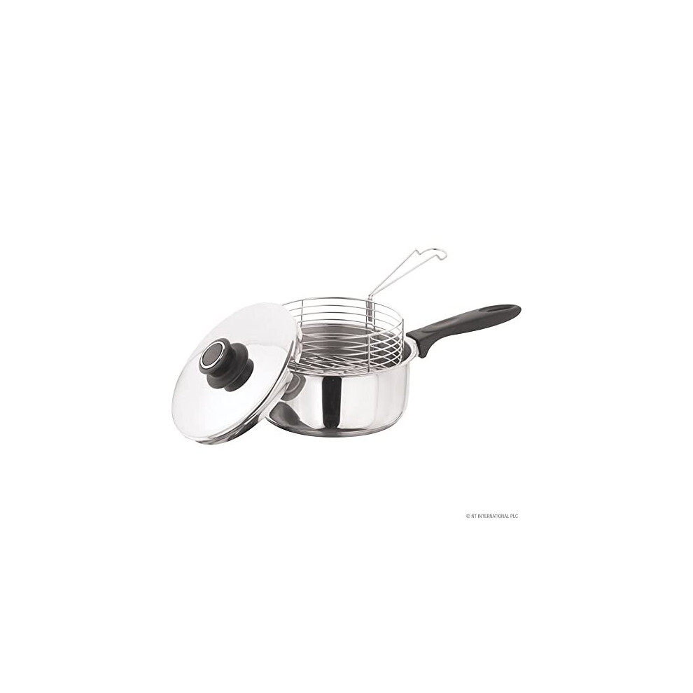 20 CM DEEP FAT FRYER SET PRIMA 3PC INDUCTION CHIP PAN STAINLESS STEEL POT+ LID & BASKET HOME KITCHEN PROFESSIONAL FOOD COOKING UK FREE P&P
