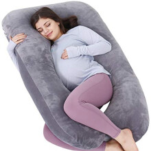 AS AWESLING Pregnancy Pillow, U Shaped Full Body Pillow, Nursing, Support and Maternity Pillow for Pregnant Women with Removable Velvet Cover (Gr