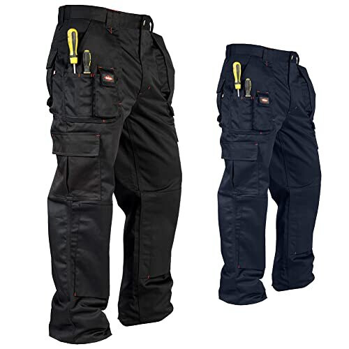 Lee Cooper Workwear Mens Stretch Holster Cargo Trousers, Black, 32W (31