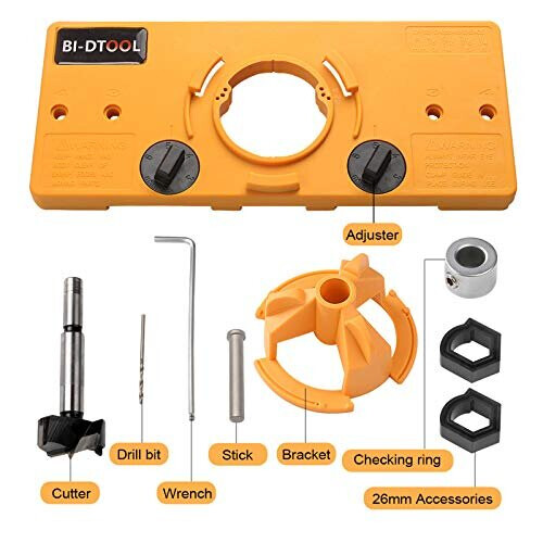 BI-DTOOL 35mm Hinge Jig, Hinge Drilling Jig Hole Guide Woodworking Tools for Kitchen Cabinet Doors Hinge 2