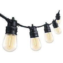 DGO Outdoor Lights Mains Powered, 48FT Waterproof Festoon Gazebo String Lights, LED S14 Garden Lighting, Patio Fairy Lights 15 Bulbs with 3 Spare