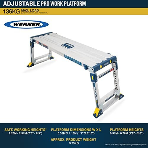 Werner 79023 Adjustable Pro Work Platform Work & Access, Silver, One Size 2