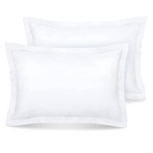 800 Thread Count - Oxford Pillow Cases - 100% Pure Egyptian Cotton Sateen Super Soft Hotel Quality Bedding, 2 Oxford Pillow Cases - White