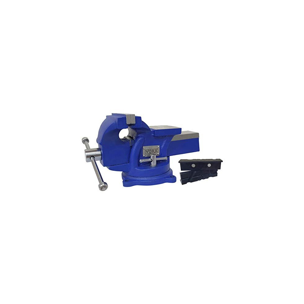 Vorx Vice Bench Vice 4" Jaw Bench Vice Engineer Workshop Swivel 360 Degrees Base Heavy Duty With Magnetic Soft Jaws 5060734680140