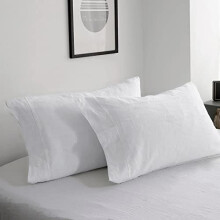 Simple&Opulence 100% Linen Pillow Cases 2 Pack, Luxury Hypoallergenic Breatherable Pillow Cover with Envelope Closure, Standard Size Pillowcases