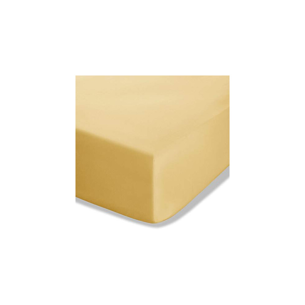Catherine Lansfield Easy Iron Percale King Extra Deep Fitted Sheet Ochre