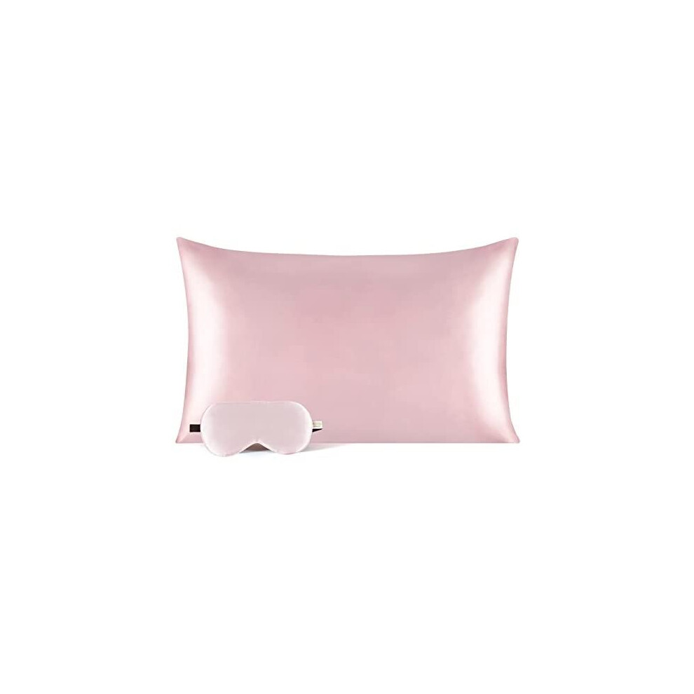 vespersilk 100% Pure Mulberry Silk Pillowcase & Eye Mask for Hair and Skin Health, Soft & Hypoallergenic, Both Sides 19 Momme Grade 6A Long Fiber