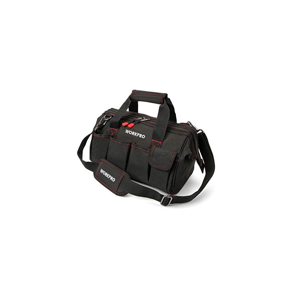 Workpro W081021a Tool Bag, Muti-Purpose Wide Mouth Storage Bag,14-Inch, Blue, Black 820909710110