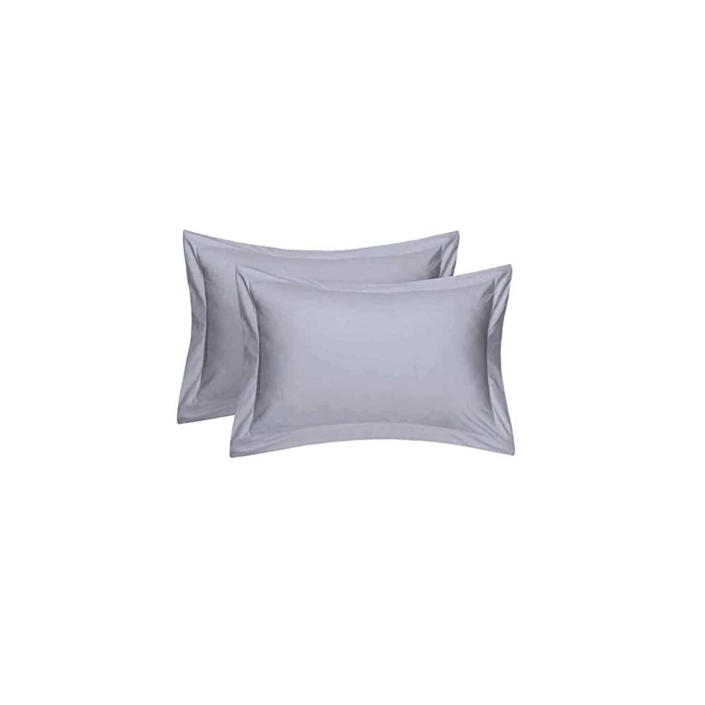 Hanfords Egyptian Cotton 200 Thread Count 2 Pack Oxford Pillow Cases (Grey Silver)