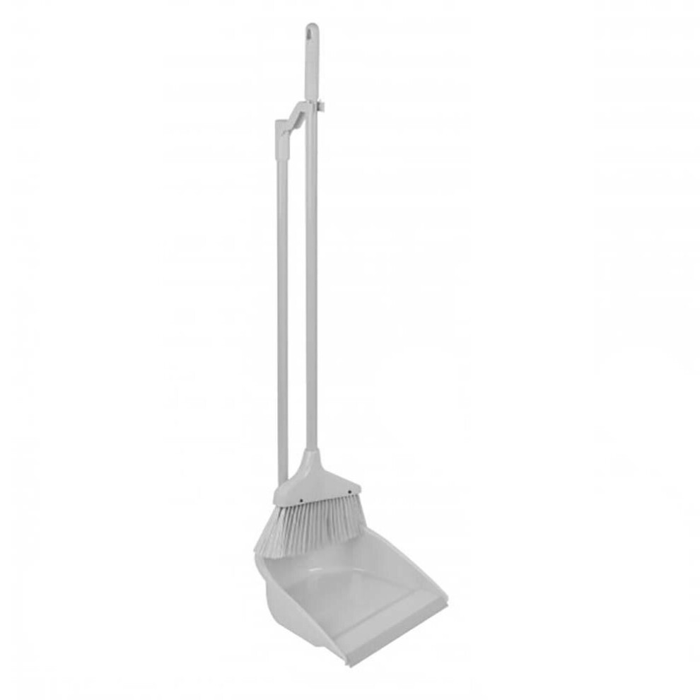 Long Handle Dustpan And Brush 2 Piece Set Dust Upright Broom Grey