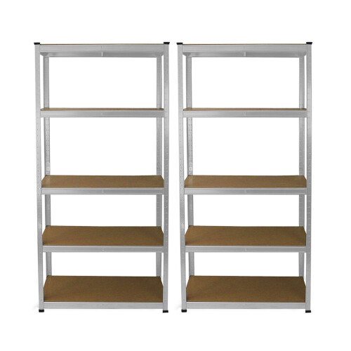 2x 5-tier Galvanised Racking Units Heavy Duty Storage Shelf Garage Warehouse 1
