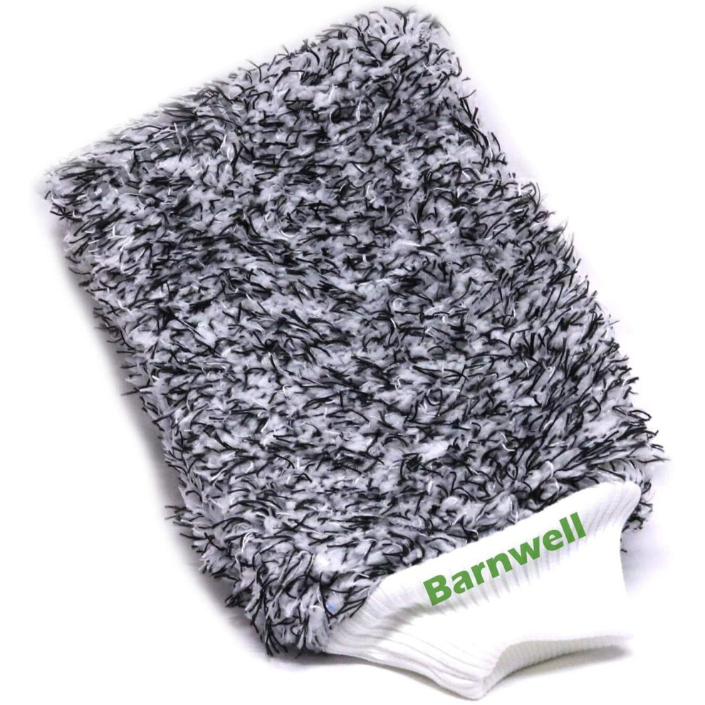Barnwell Black/White Microfibre Wash Hand Mitt Detailing Car Van Cleaning Washing-image-OPC-P8ZJKVD-NEW