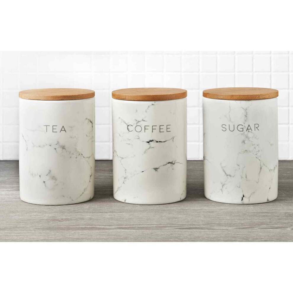 New Set Of 3 Tea Coffee Sugar Ceramic Canisters kitchen Decor Storage jars