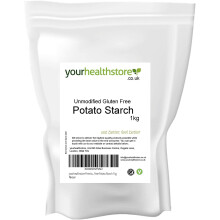 yourhealthstore® Premium Unmodified Gluten Free Potato Starch 1kg, Vegan (Recyclable Pouch)