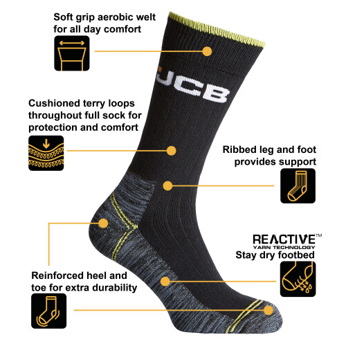 JCB 3PK HIGH VIS BOOT SOCKS HIGH VIS 1