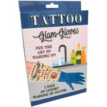 Diabolical Gifts Glamorous Washing Up Gloves with Tattoo Sleeve, Blue, One Size