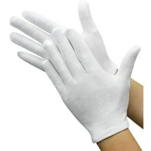 JKG® 2 pairs x Dermatological White 100% Cotton Gloves, Thickened Stretchable Lining Medium Large 1 size fits all Gloves, Guard, Parade, Jewellery,