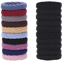 20 Pieces Cotton Hair Ties Seamless Elastic Hair Bands Thick Ponytail Band 4.5cm in Diameter Hair Accessories for Women and Girls (Multicolored+Black)