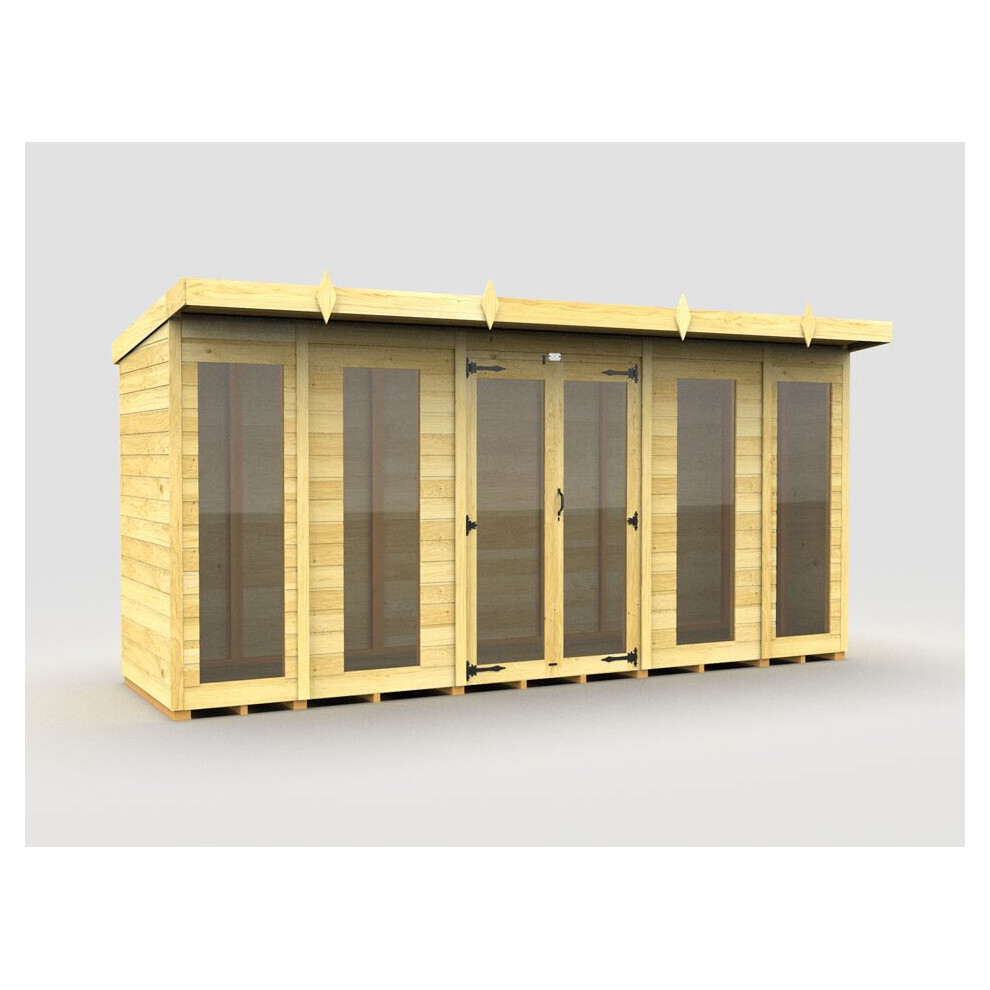 Total Sheds Pent Summer House 14Ft X 4Ft (Full Height Window) Fast & Free 2-5 Nationwide Delivery