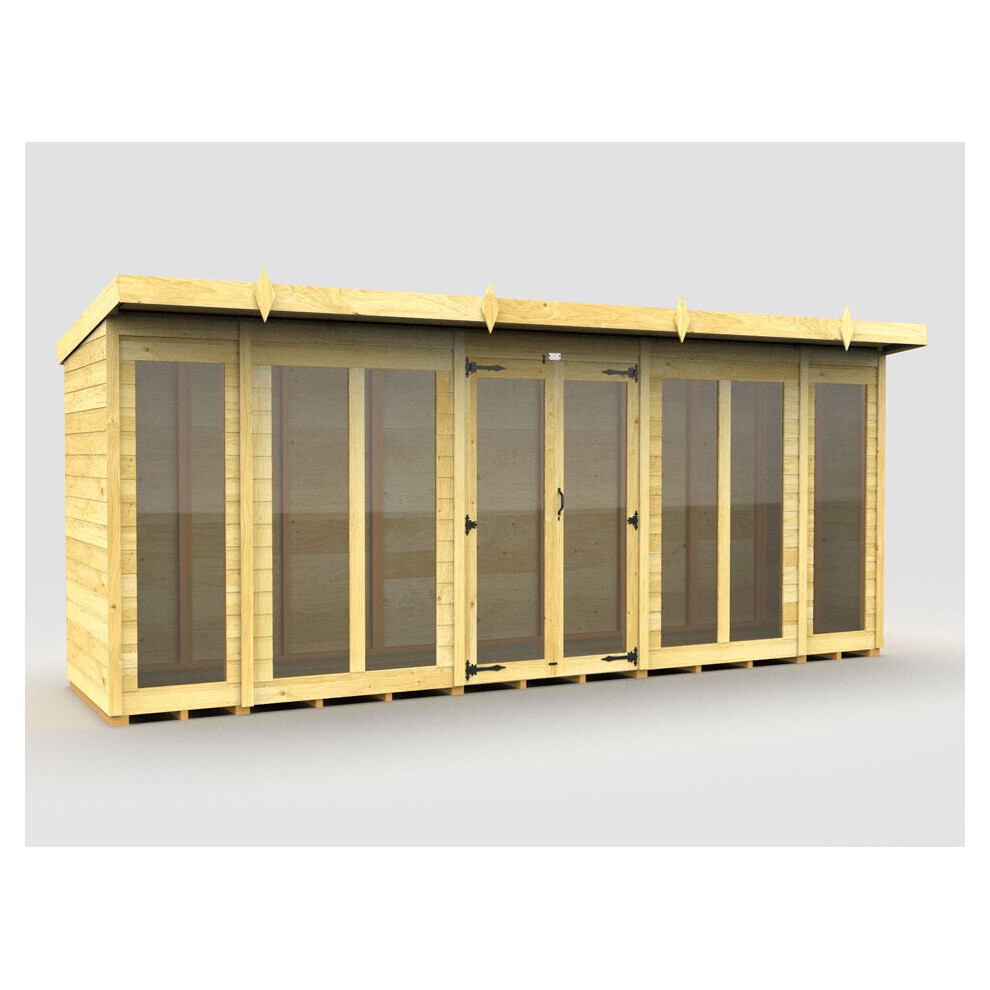 Total Sheds Pent Summer House 16Ft X 4Ft (Full Height Window) Fast & Free 2-5 Nationwide Delivery