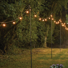 1.8m or 2.4m Steel Metal Pole for Festoon Lights | Outdoor Garden Hanging Lantern String Lighting