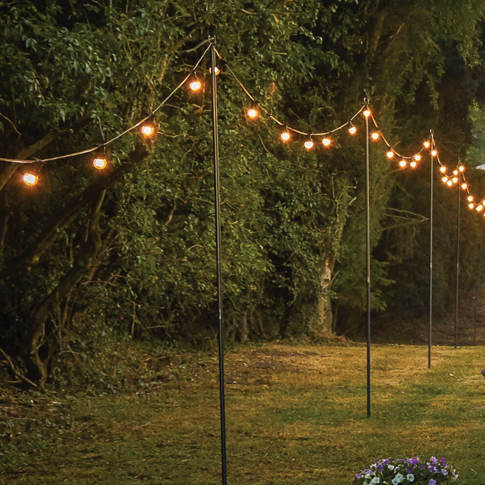 1.8m Or 2.4m Steel Metal Pole For Festoon Lights | Outdoor Garden Hanging Lantern String Lighting