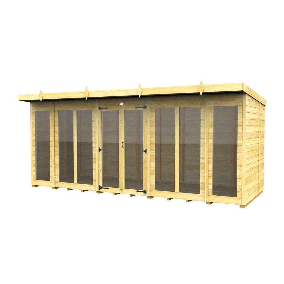 Total Sheds Pent Summer House 16Ft X 5Ft (Full Height Window) Fast & Free 2-5 Nationwide Delivery
