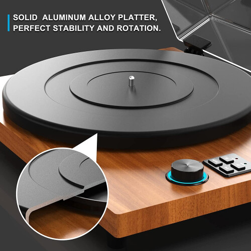 DIGITNOW Wireless Turntable HiFi System Wooden Bluetooth Record Player 2