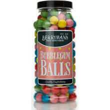 Original Bubblegum Balls Retro Sweets Gift Jar by Berrymans Sweet Shop - Classic Sweets, Traditional Taste.