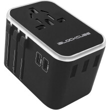 iBlockCube Worldwide Travel Plug Adapter, 35W Dual USB Type C 3 USB Ports with 3.5A Fast Speed Charger All in One Universal Adaptor Silver