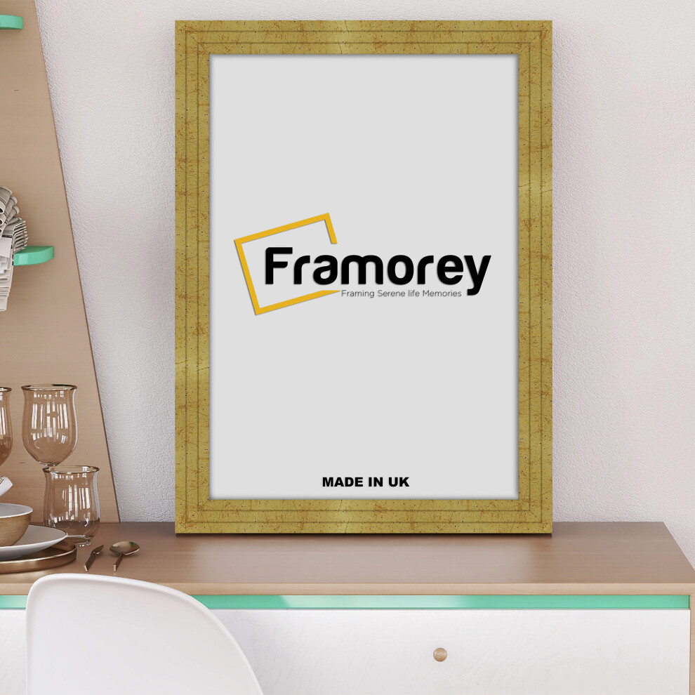 (16x12 Inch) Gold Photo Frames / Picture Frame / Handmade Wood Effect Step Style Frame / Wall Art Poster Frames / Various Size