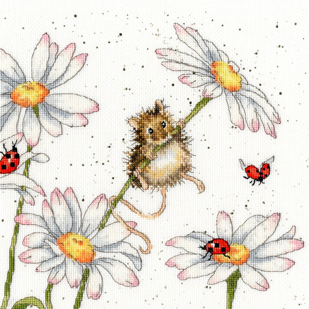 Daisy Mouse (XHD80) Cross Stitch Kit by Wrendale Designs