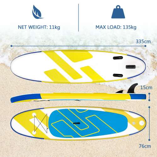 Gymax 11ft Inflatable Stand Up Paddle Board Thick SUP w/Premium Accessories 1